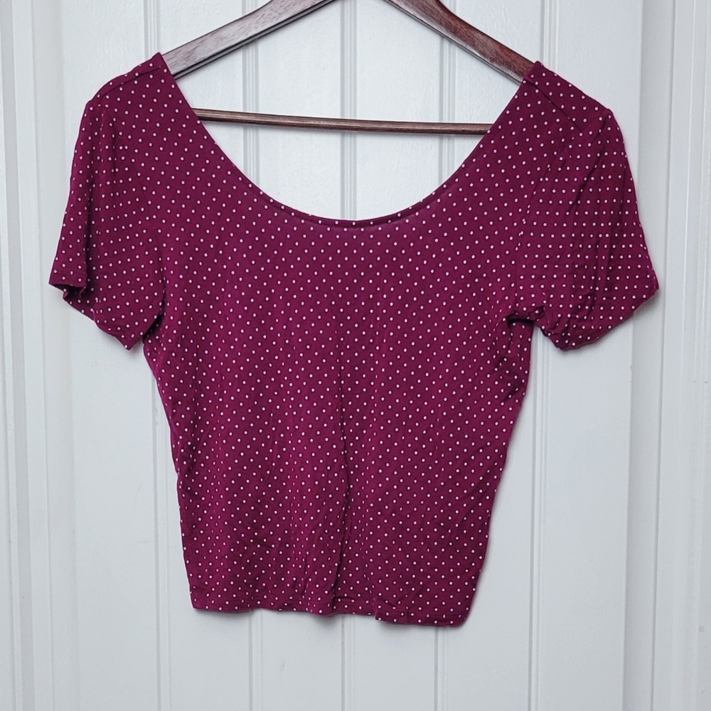 Map To Mars Pink Polka Dot Crop Top